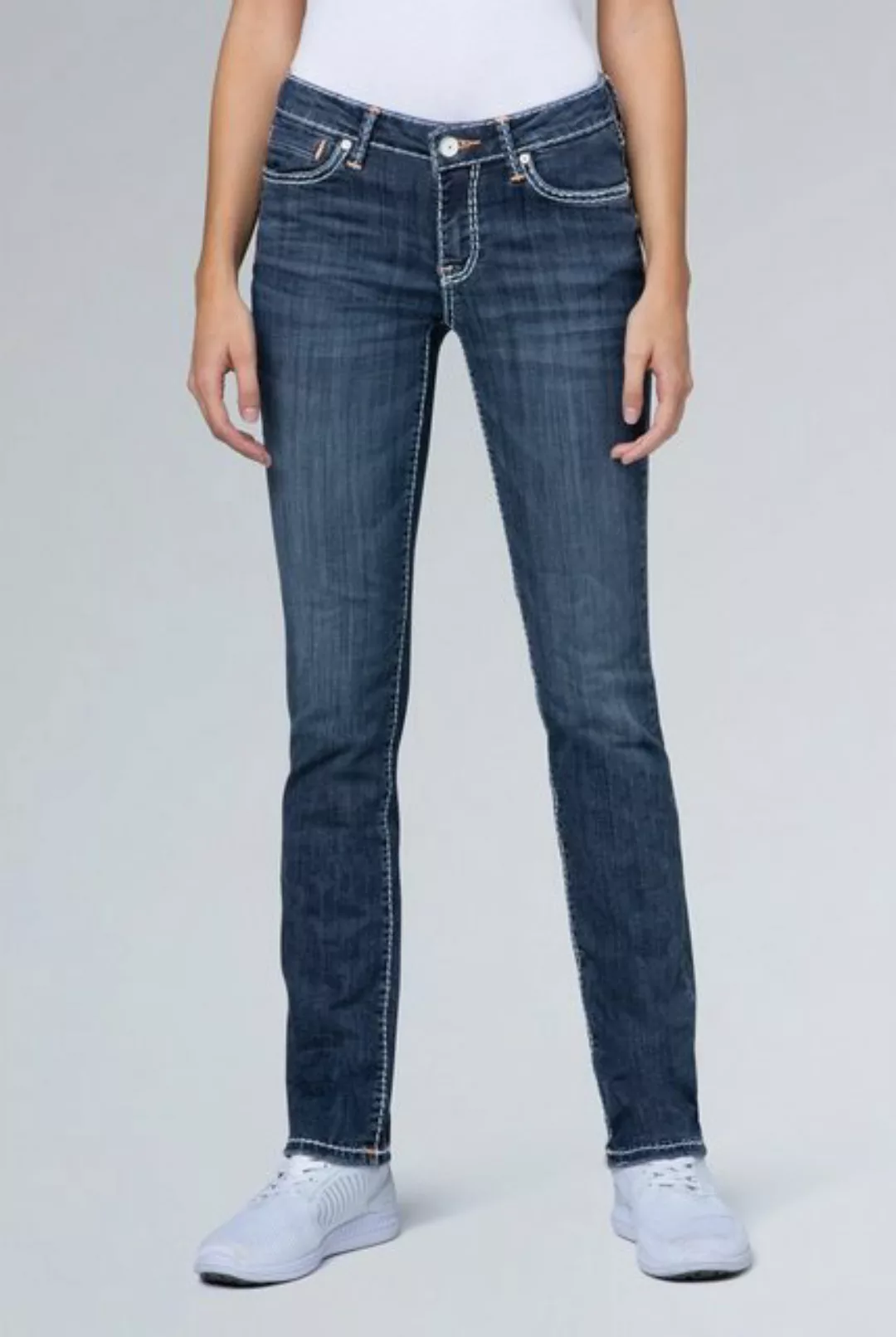 SOCCX Regular-fit-Jeans, mit Kontrast-Steppungen günstig online kaufen