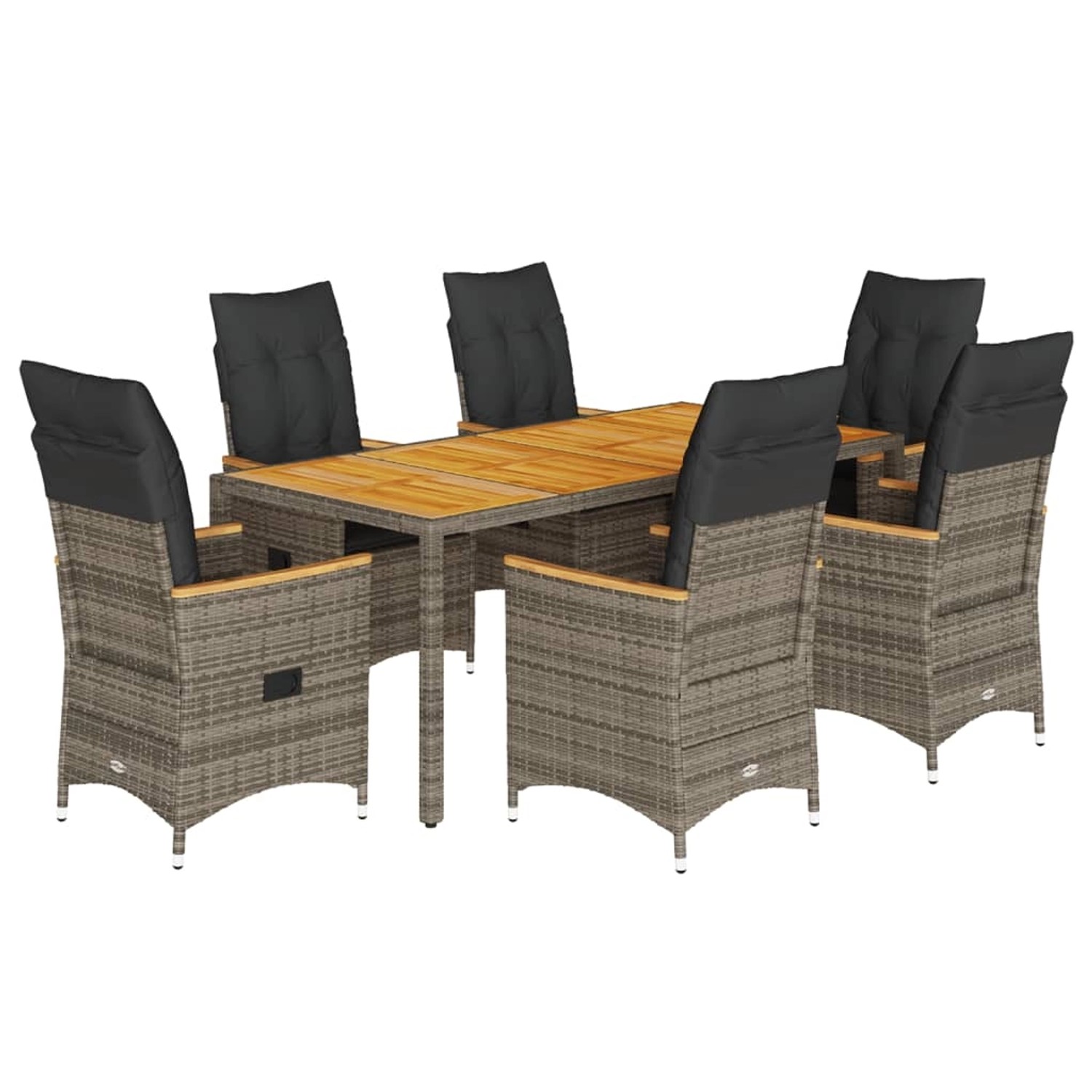 vidaXL 7-Tlg Garten-Essgruppe mit Kissen Grau Poly Rattan 3276849 günstig online kaufen