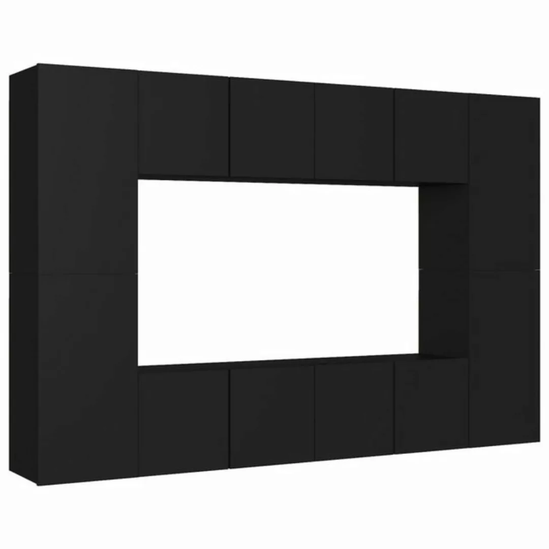 furnicato TV-Schrank 8-tlg. TV-Schrank-Set Schwarz Holzwerkstoff (1-St) günstig online kaufen