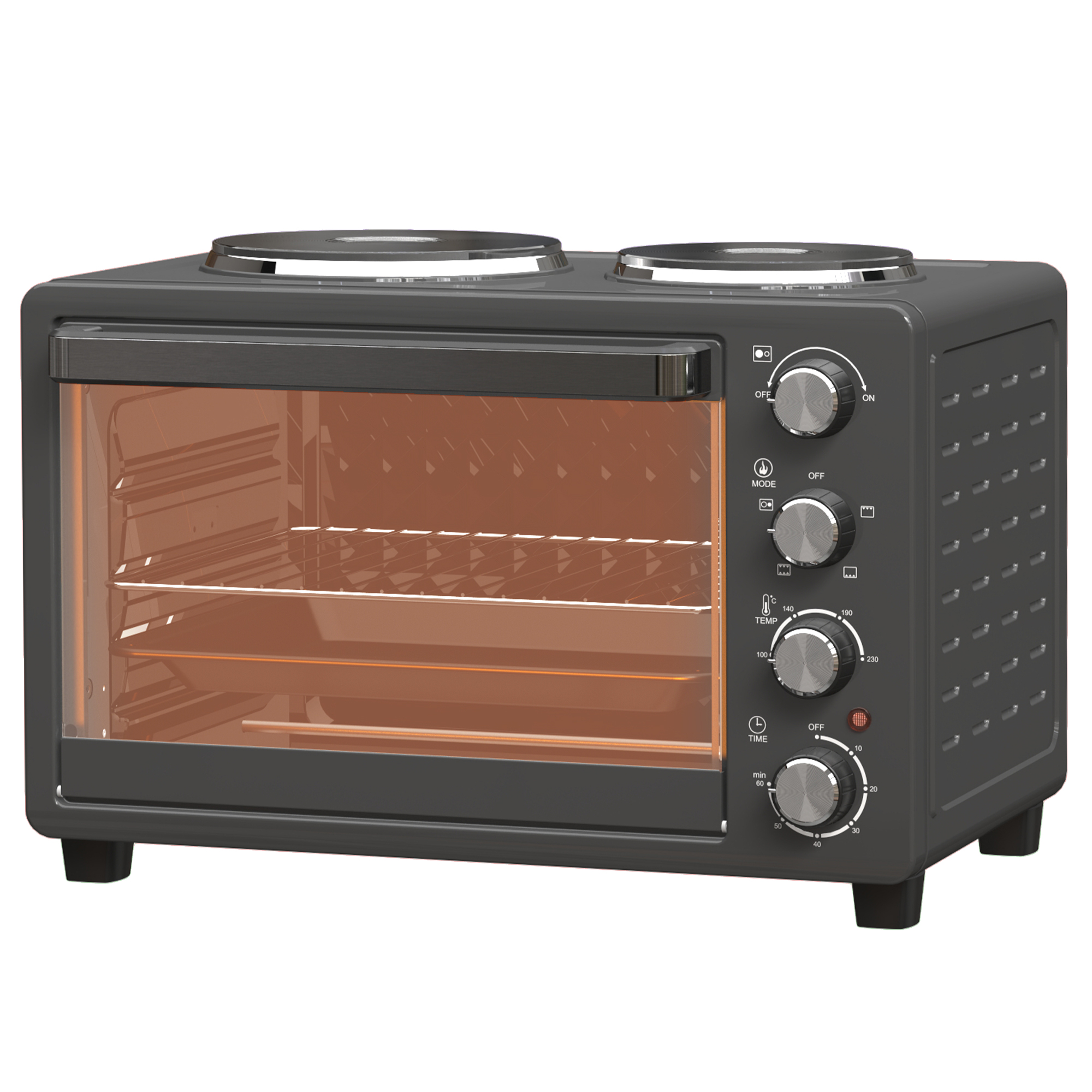 HOMCOM Minibackofen 28 L 2600W Mini Backofen 100-230℃ 60 Min. Timer, mit 2 günstig online kaufen