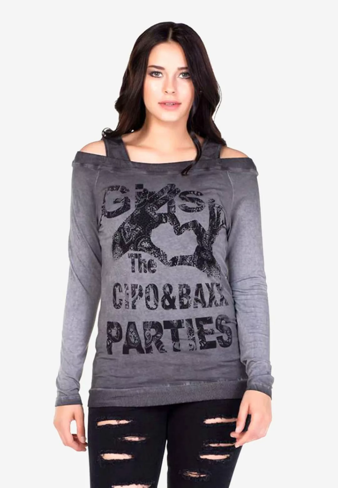 Cipo & Baxx Sweatshirt, mit großflächigen Printdetails günstig online kaufen