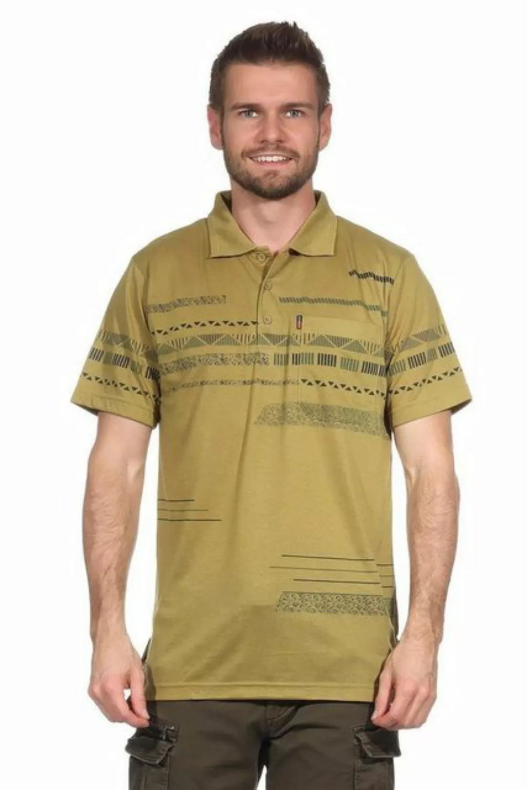 EloModa Poloshirt Herren Poloshirt Sommer Polo-Hemd Kurzarm mit Muster, M L günstig online kaufen