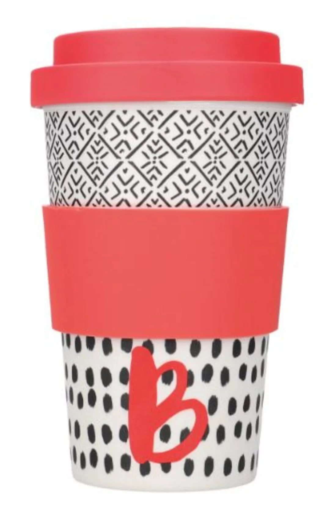 Kaffeebecher Alfabet B 410 Ml Bambus Weiß/rosa/schwarz günstig online kaufen