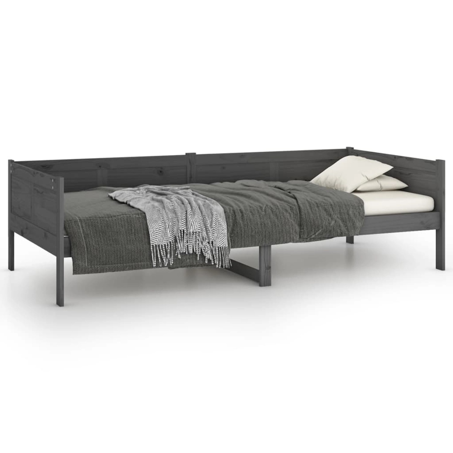 vidaXL Bett Tagesbett Grau Massivholz Kiefer 90x190 cm günstig online kaufen