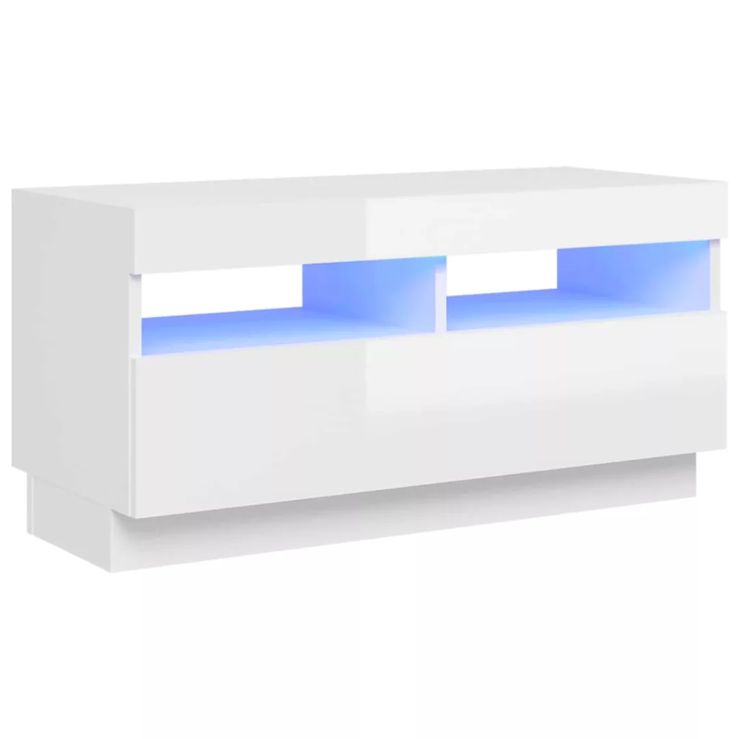 Tv-schrank Mit Led-leuchten Hochglanz-weiß 80x35x40 Cm günstig online kaufen