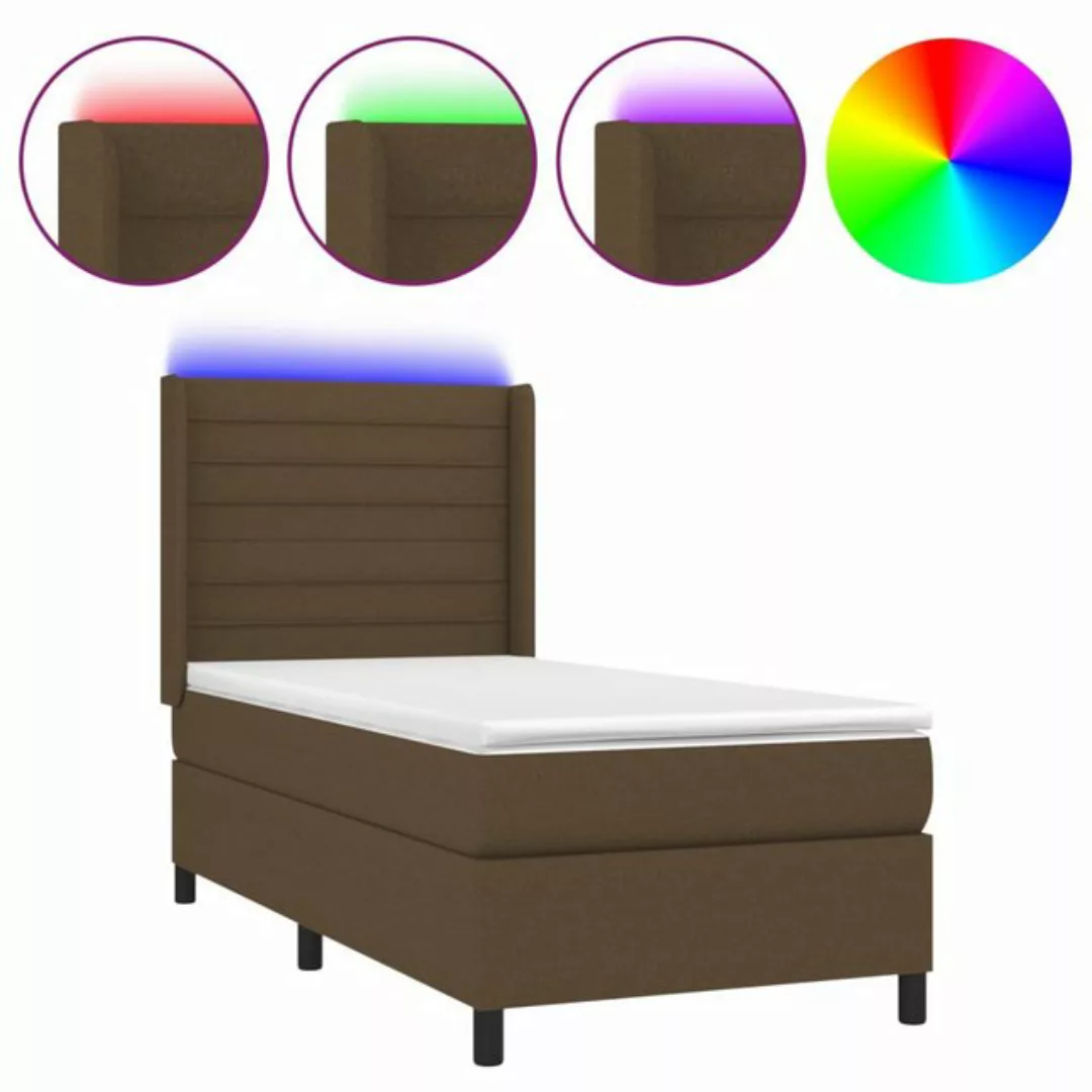 vidaXL Boxspringbett Boxspringbett mit Matratze und LED Stoff (90 x 200 cm, günstig online kaufen