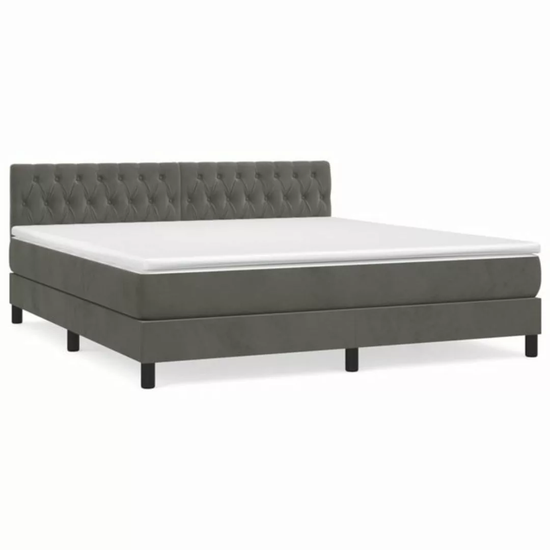 furnicato Bett Boxspringbett mit Matratze Dunkelgrau 180x200 cm Samt günstig online kaufen