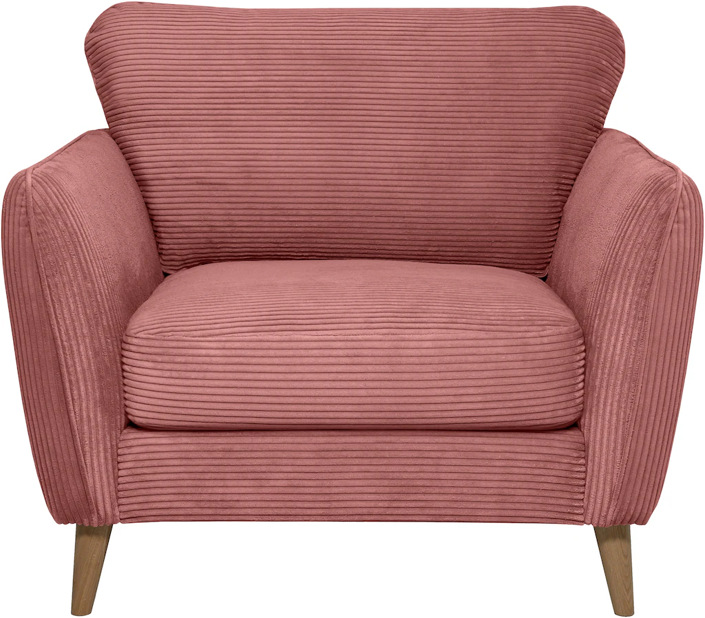 Home affaire Sessel "MARSEILLE", Massivholzbeine Eiche, Landhausstil, Welle günstig online kaufen