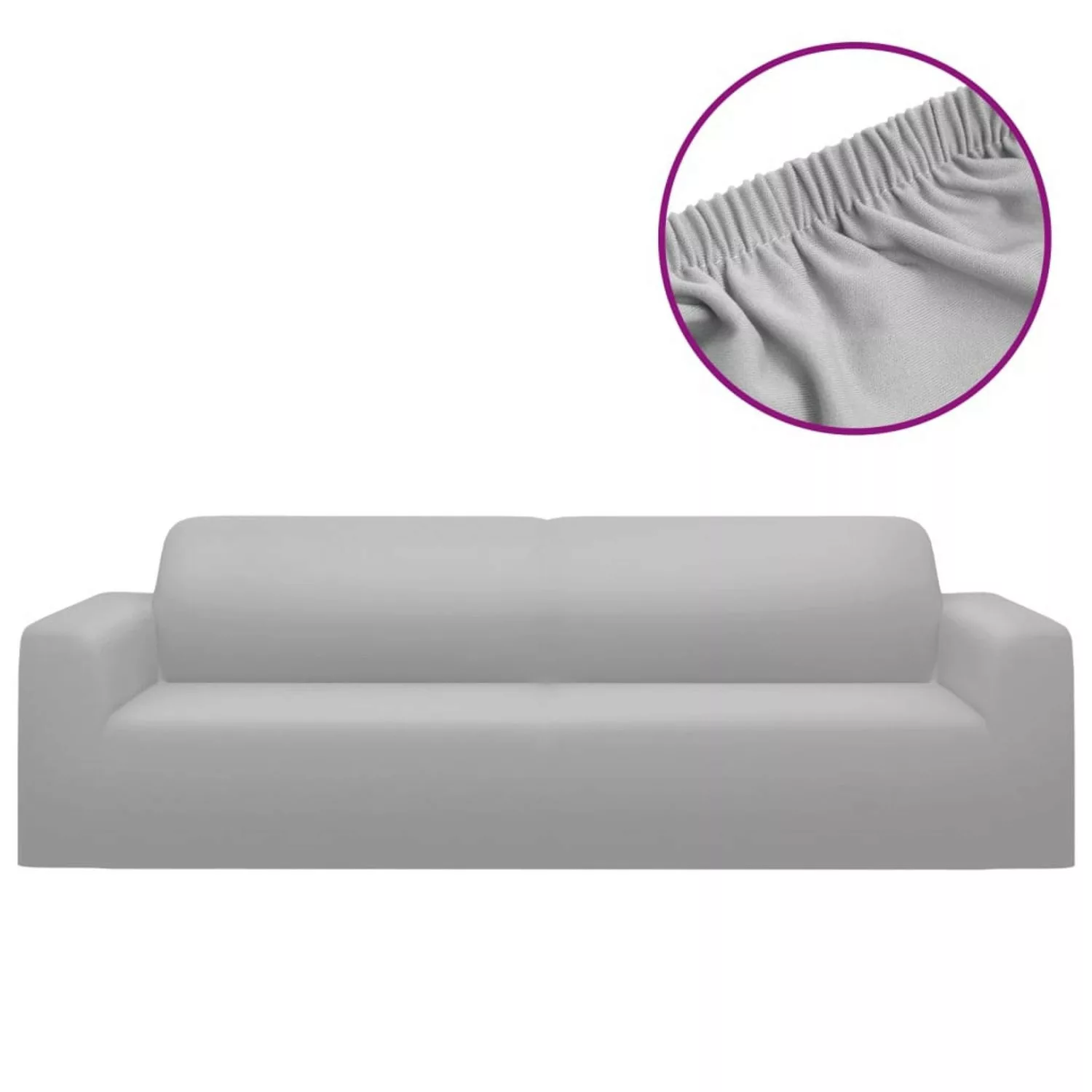 vidaXL Stretch Sofahusse 3-Sitzer Grau Polyester-Jersey günstig online kaufen