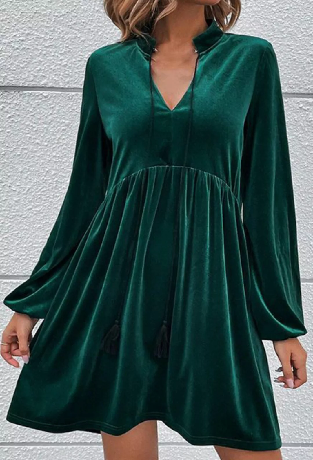 CHENIN Wickelkleid Taillenkleid mit Puffärmeln, Langarmkleid Modische Damen günstig online kaufen