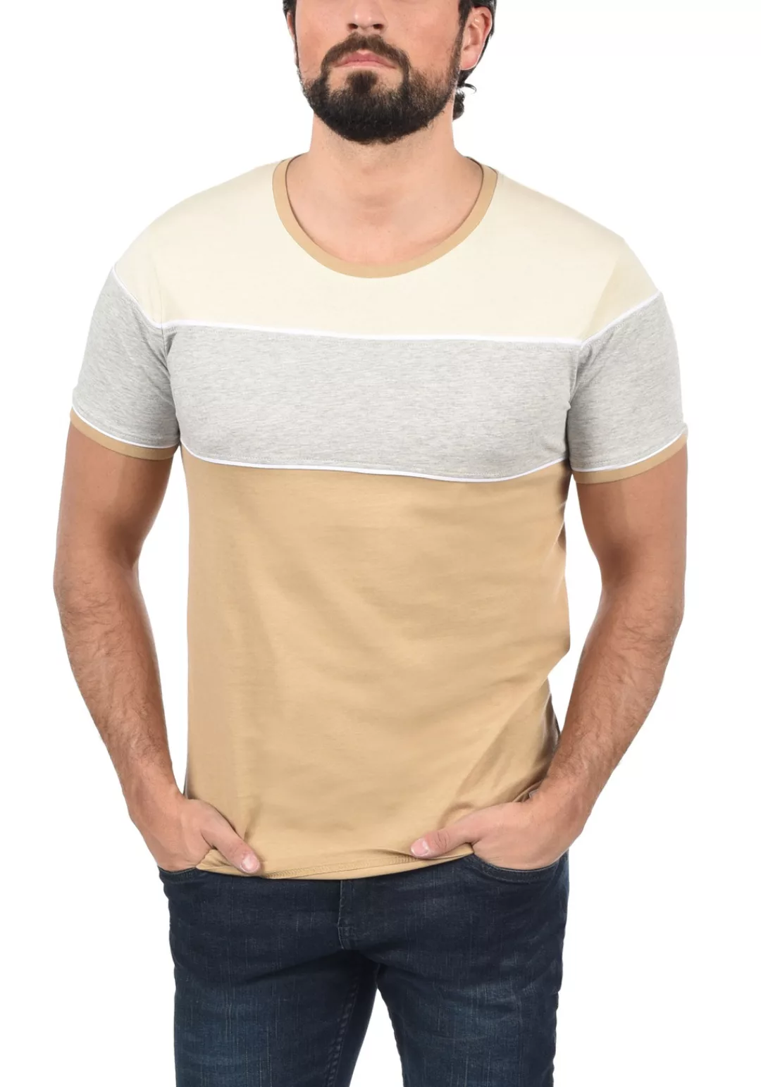 !Solid Rundhalsshirt SDCody T-Shirt in Colorblocking-Optik günstig online kaufen