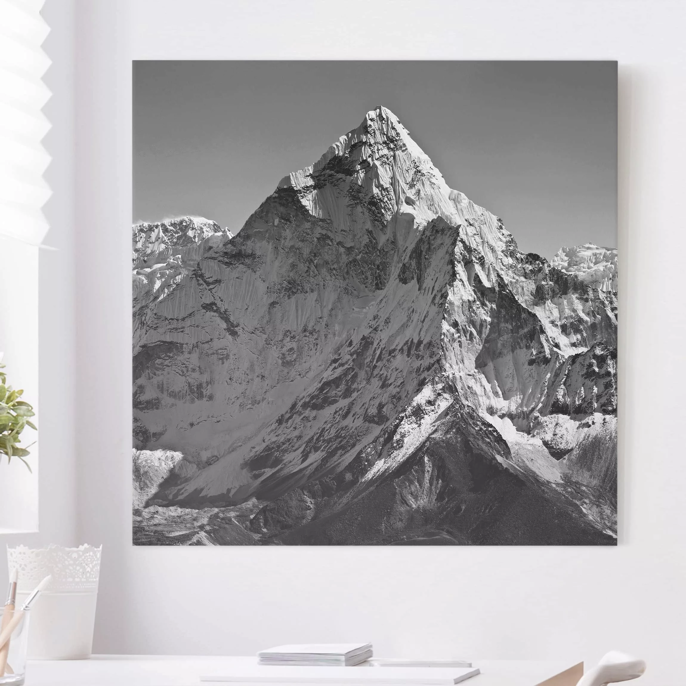 Leinwandbild Schwarz-Weiß - Quadrat Der Himalaya II günstig online kaufen