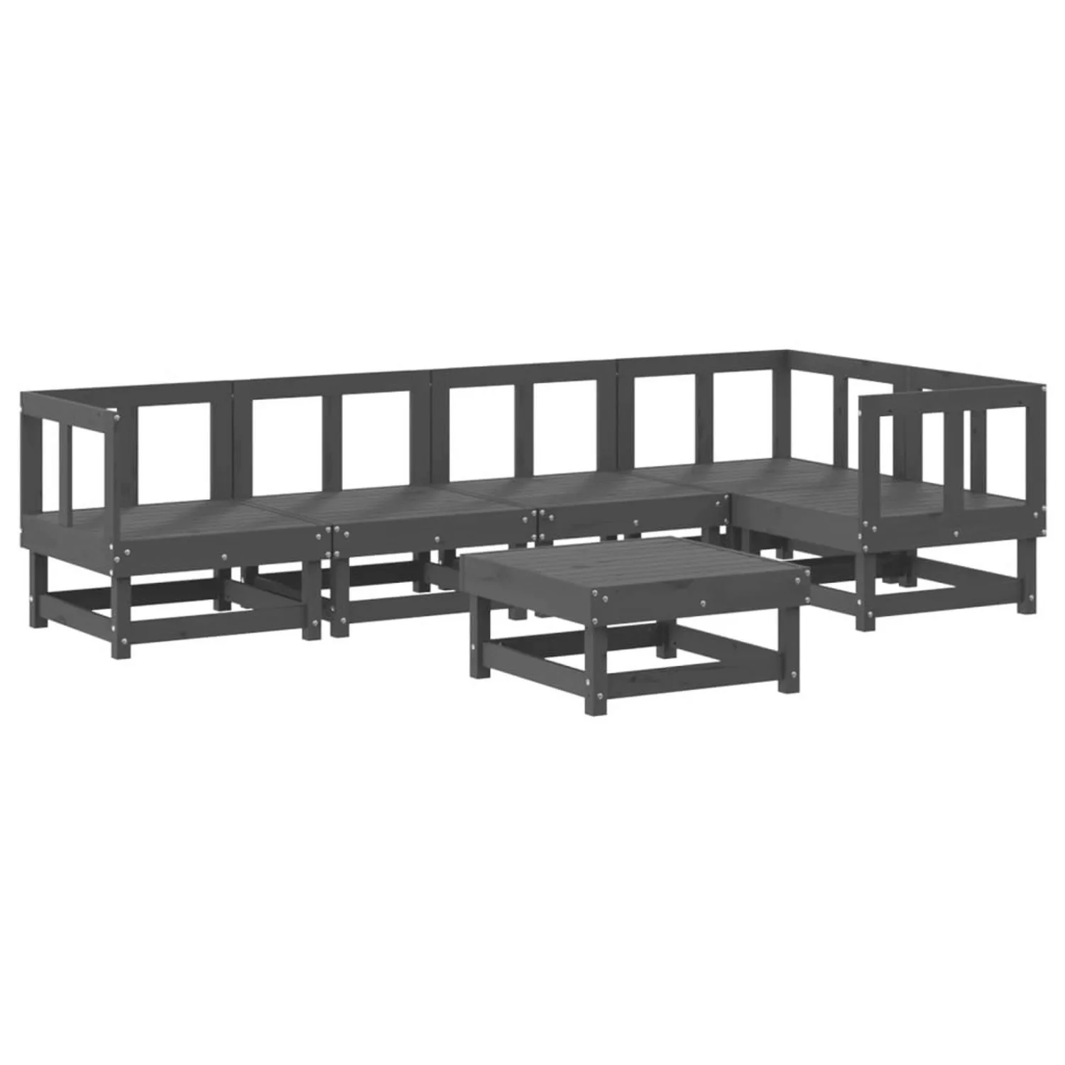 vidaXL 6-tlg Garten-Lounge-Set Grau Massivholz Kiefer Modell 19 günstig online kaufen