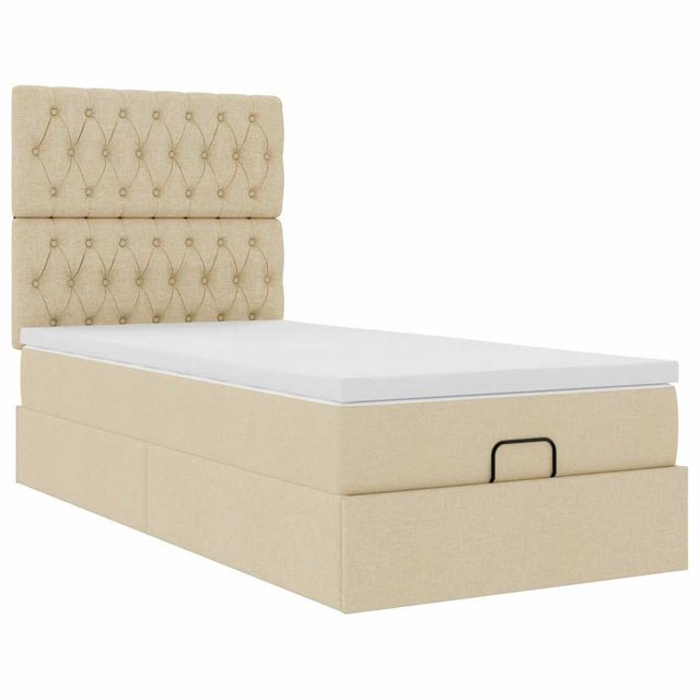 vidaXL Bett Ottoman-Bett mit Matratze Creme 90x200 cm Stoff günstig online kaufen