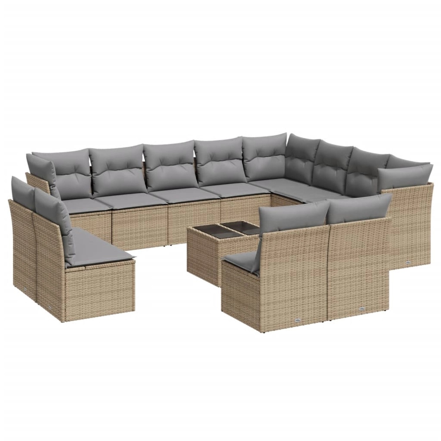 vidaXL 13-Tlg Garten-Sofagarnitur mit Kissen Beige Poly Rattan 3250318 günstig online kaufen