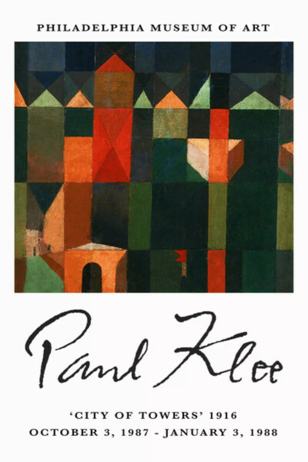 Poster / Leinwandbild - City Of Towers - Paul Klee Ausstellungsposter günstig online kaufen