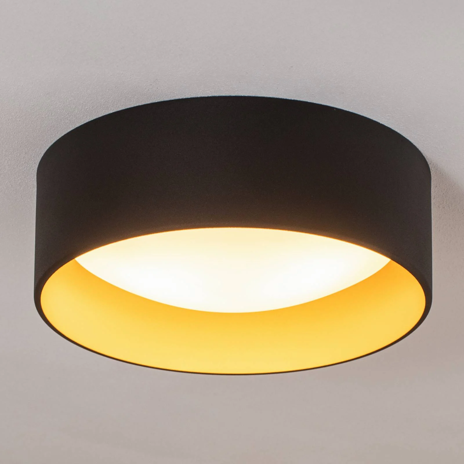 Deckenlampe Riu, schwarz/gold, Stahl, Ø 35 cm günstig online kaufen