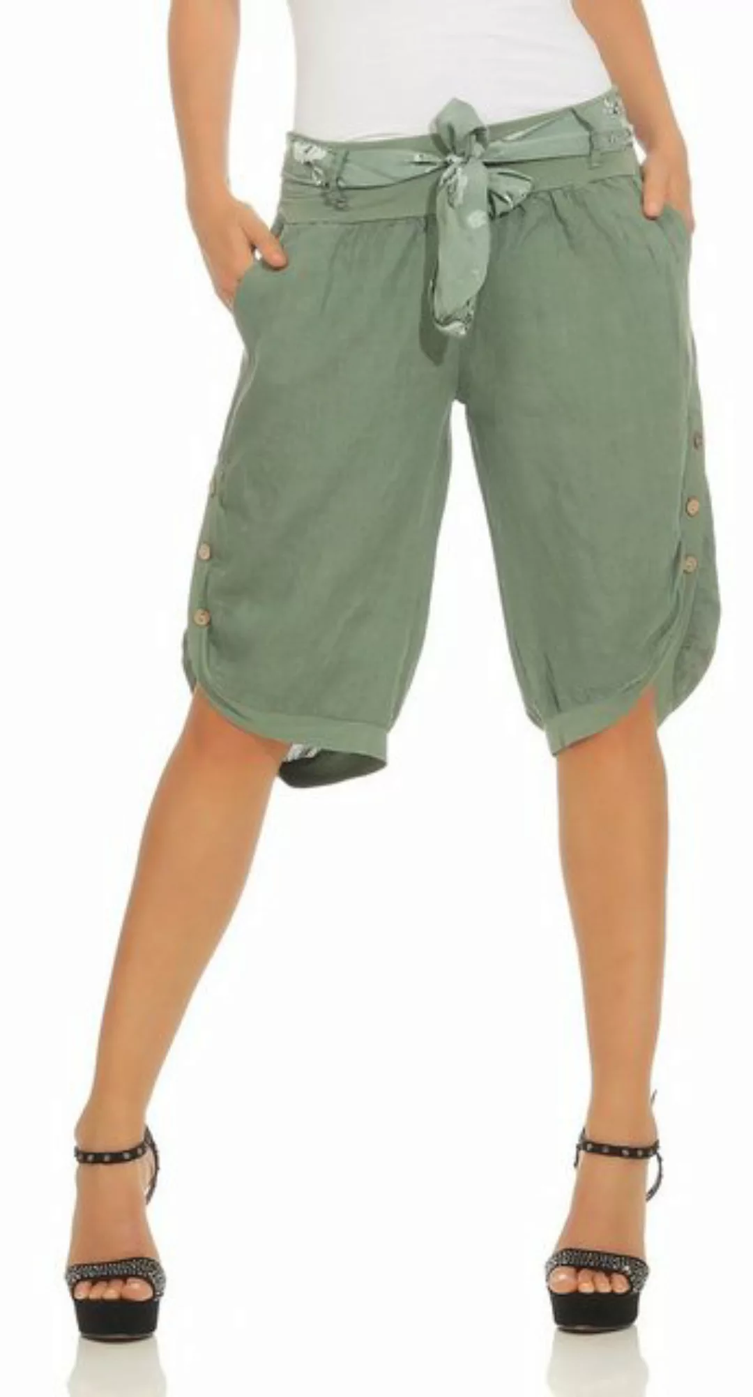 Mississhop Leinenhose Damen Capri Leinenshorts Bermuda 100 % Leinen kurze H günstig online kaufen