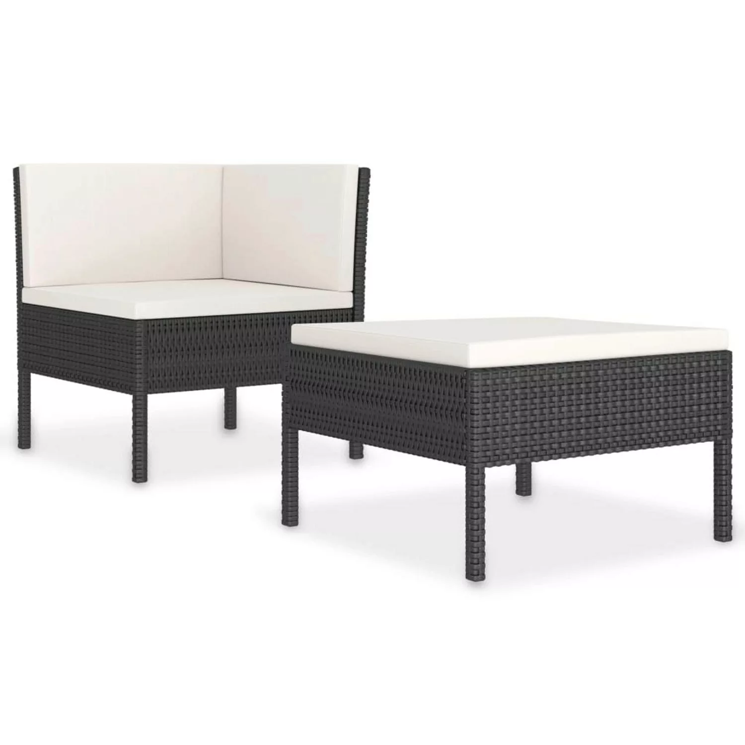 2-tlg. Garten-lounge-set Mit Auflagen Poly Rattan Schwarz günstig online kaufen