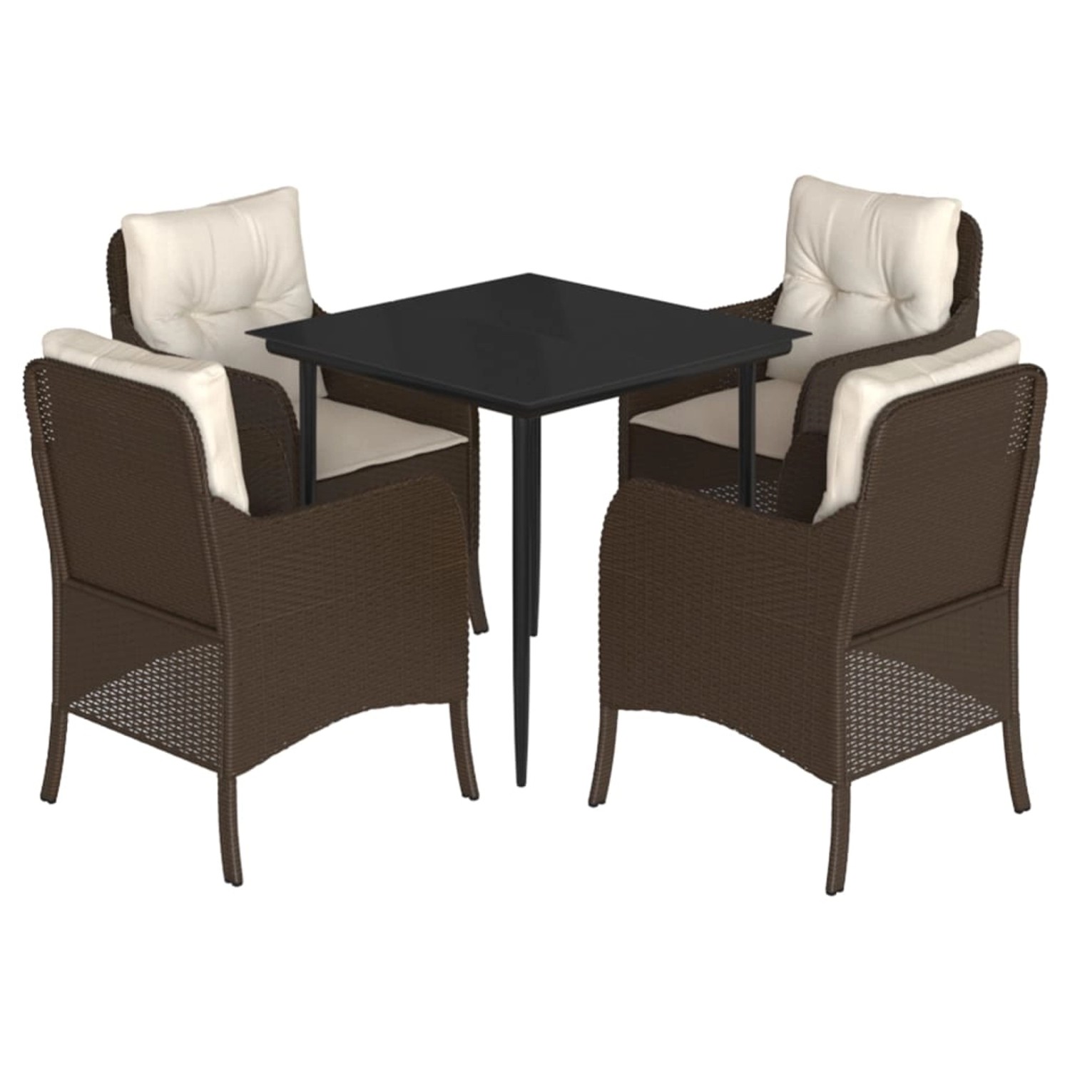 vidaXL 5-Tlg Garten-Essgruppe mit Kissen Braun Poly Rattan 3211935 günstig online kaufen