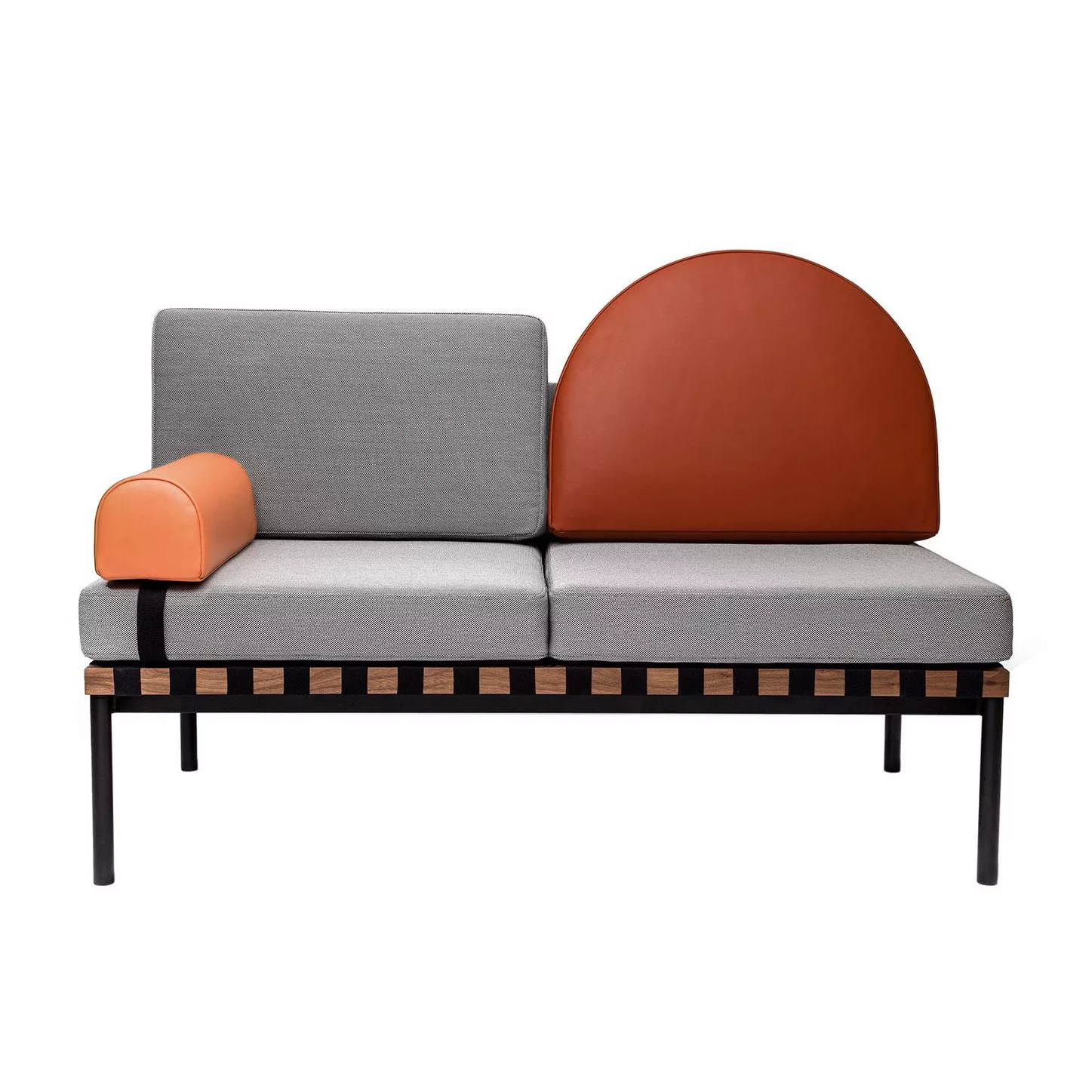 Petite Friture - Grid 2-Sitzer Sofa Gestell Nussbaum 140x71x92cm - grau/bac günstig online kaufen