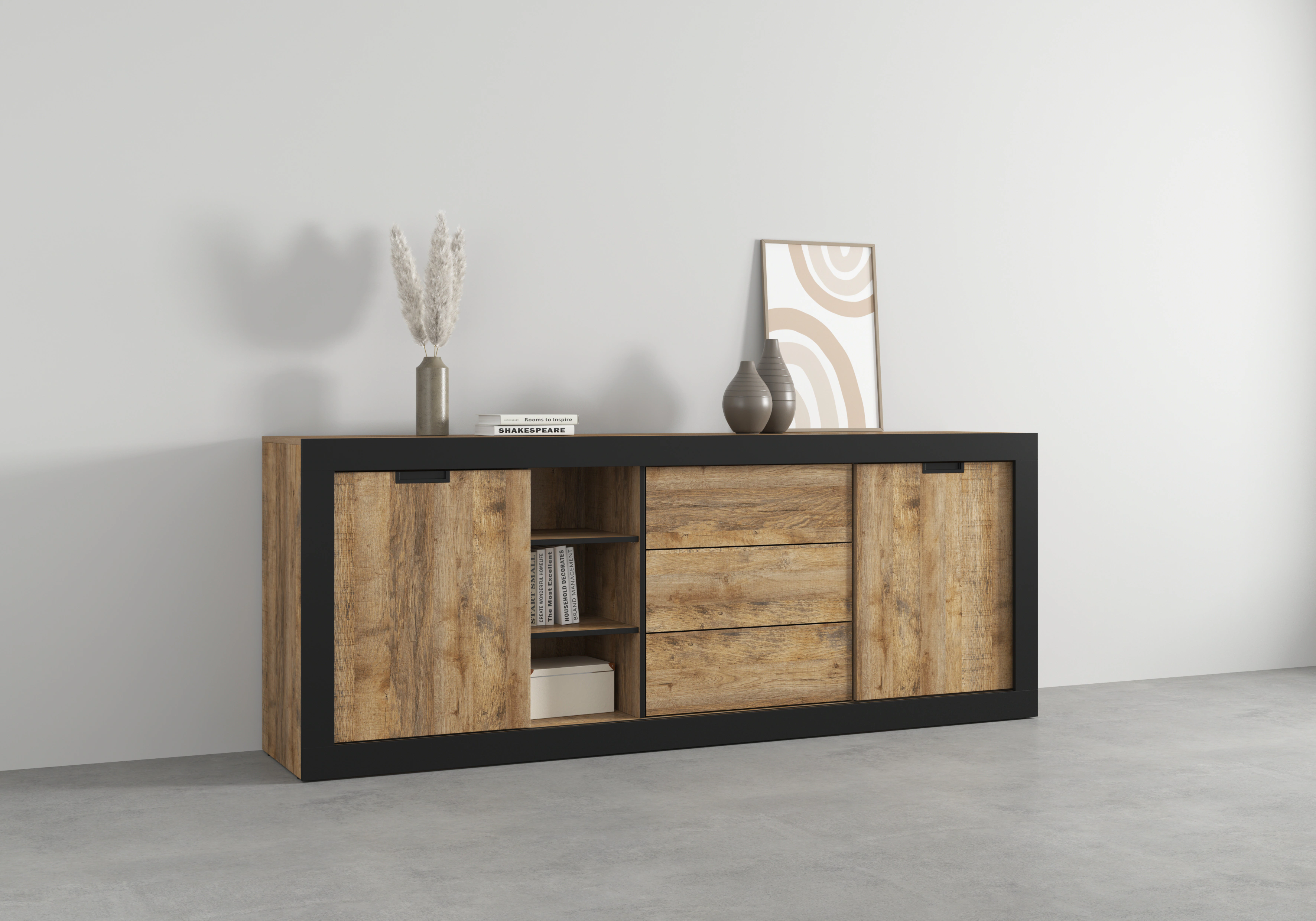 INOSIGN Sideboard "Tudor, Breite 220 cm Aufbewahrungsschrank 2 Schiebetüren günstig online kaufen