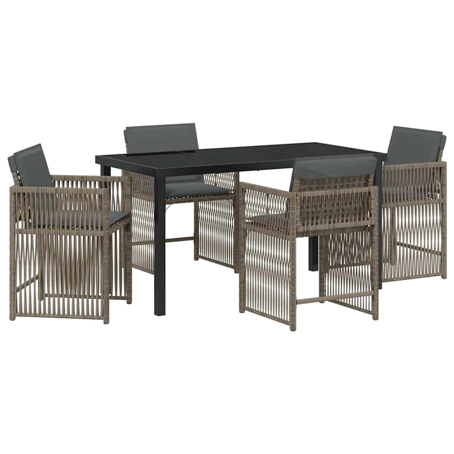 vidaXL Garten Essgruppe 5-Tlg Grau Poly Rattan 3380778 günstig online kaufen