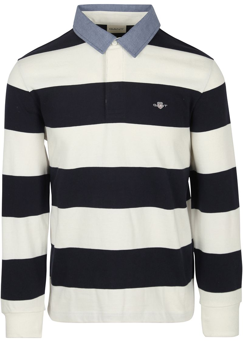 Gant Heavy Rugger Shield Poloshirt Streifen Navy Weiß - Größe 3XL günstig online kaufen