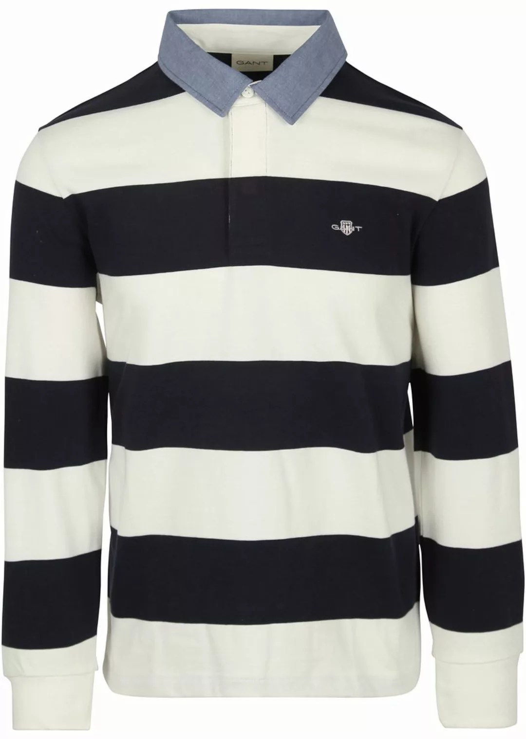 Gant Heavy Rugger Shield Poloshirt Streifen Navy Weiß - Größe M günstig online kaufen