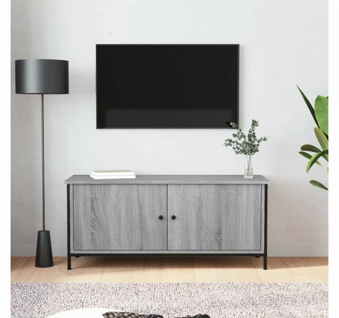 furnicato TV-Schrank mit Türen Grau Sonoma 102x35x45 cm Holzwerkstoff günstig online kaufen