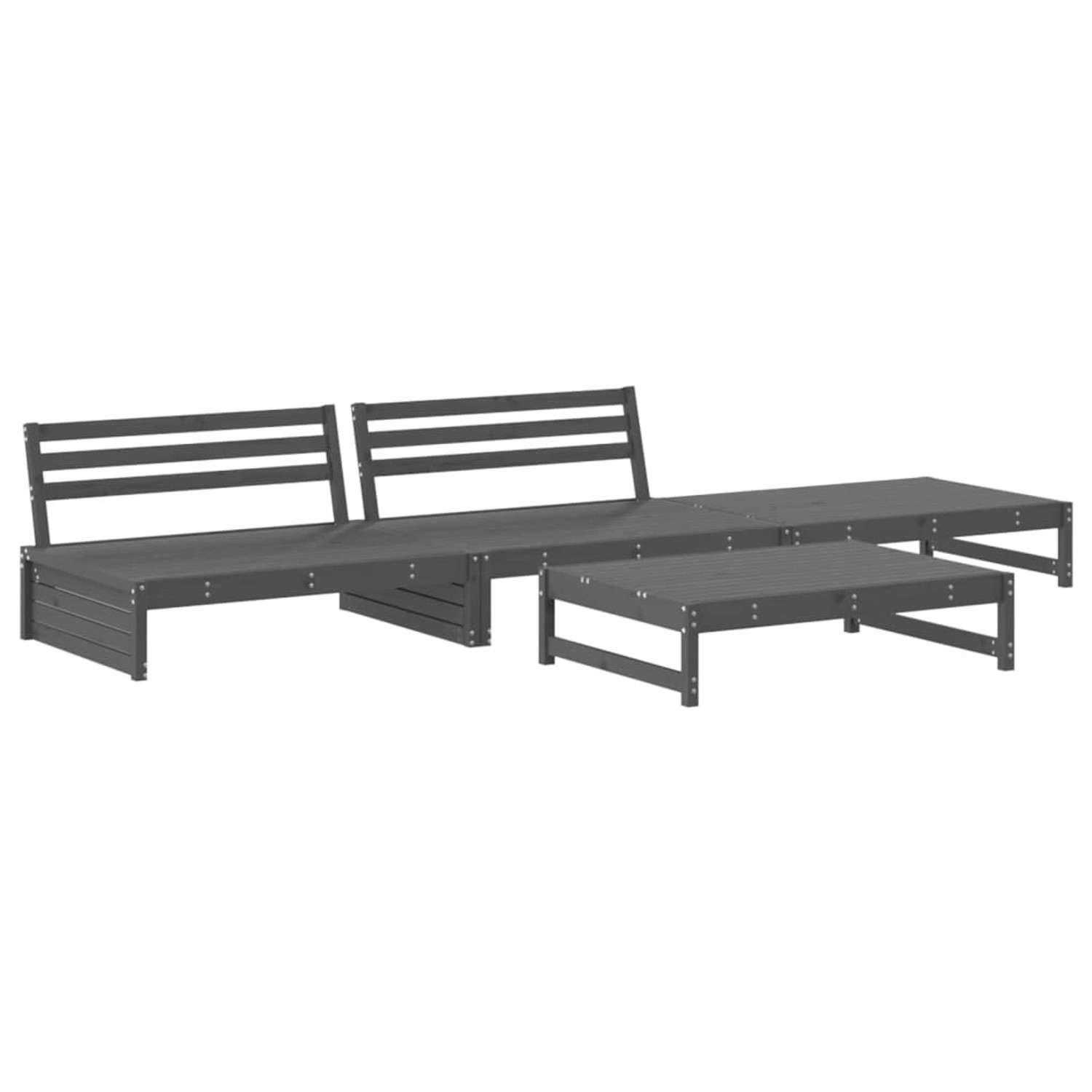 vidaXL 4-tlg Garten-Lounge-Set Grau Massivholz Kiefer Modell 7 günstig online kaufen