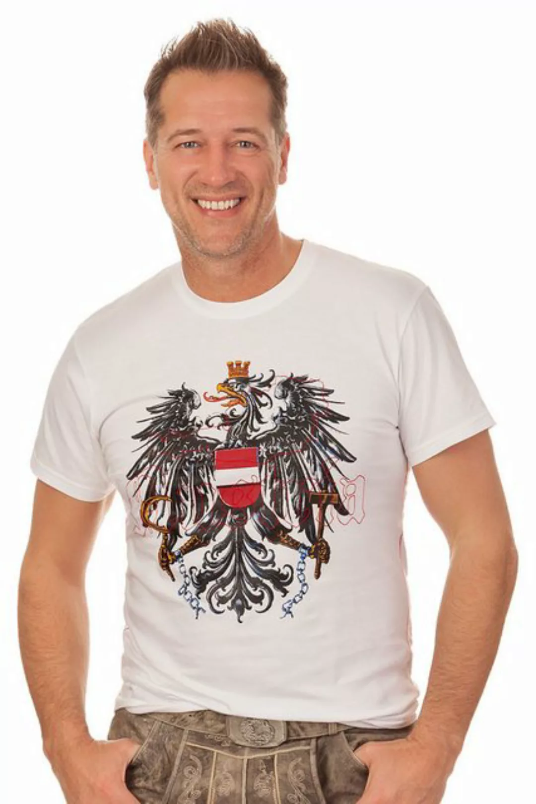 KRÜGER BUAM Trachtenshirt Trachtenshirt Herren - ÖSTERREICH II - weiß günstig online kaufen