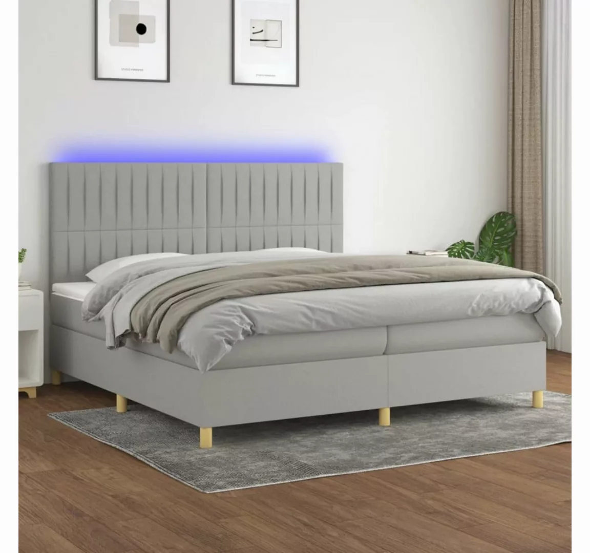 vidaXL Boxspringbett Boxspringbett mit Matratze LED Hellgrau 200x200 cm Sto günstig online kaufen