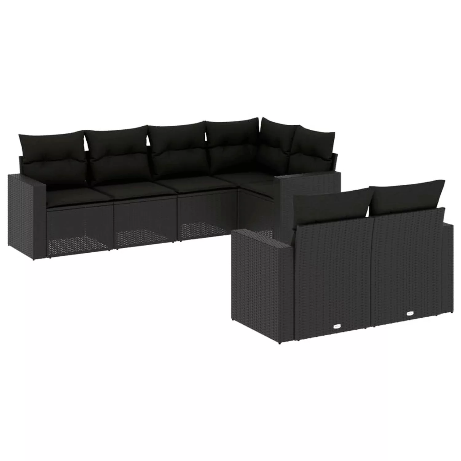 vidaXL 7-tlg Garten-Sofagarnitur mit Kissen Schwarz Poly Rattan Modell 5 günstig online kaufen