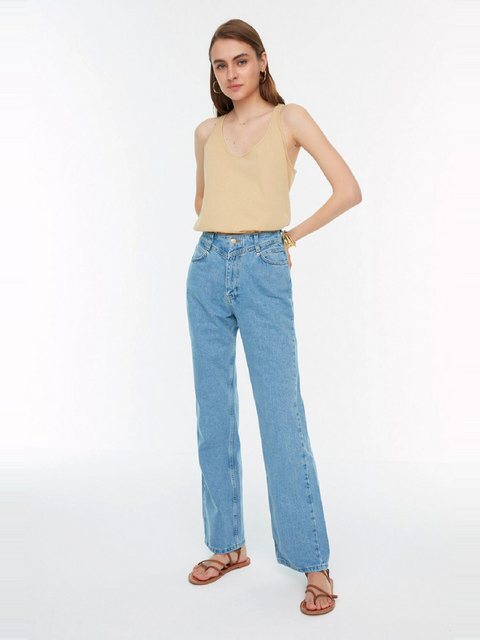 Trendyol Weite Jeans (1-tlg) Plain/ohne Details günstig online kaufen