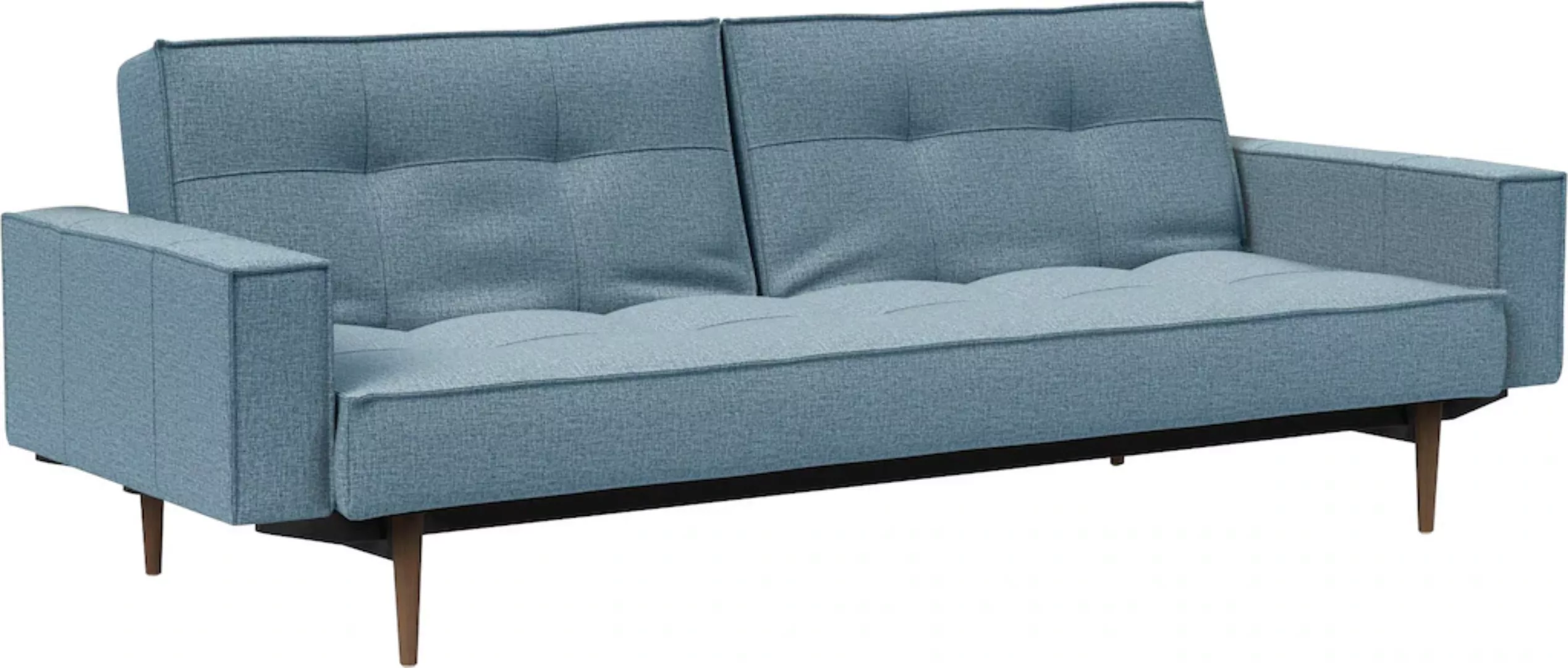 Innovation - Splitback Styletto Schlafsofa mit Armlehnen - hellblau/Stoff 5 günstig online kaufen