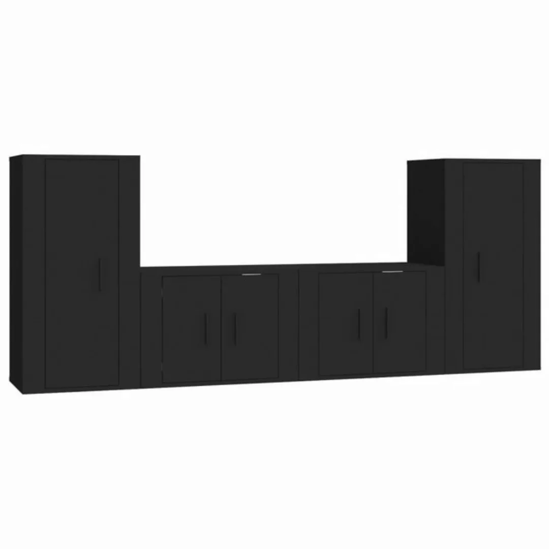 vidaXL TV-Schrank 4-tlg TV-Schrank-Set Schwarz Spanplatte TV-Lowboard Ferns günstig online kaufen