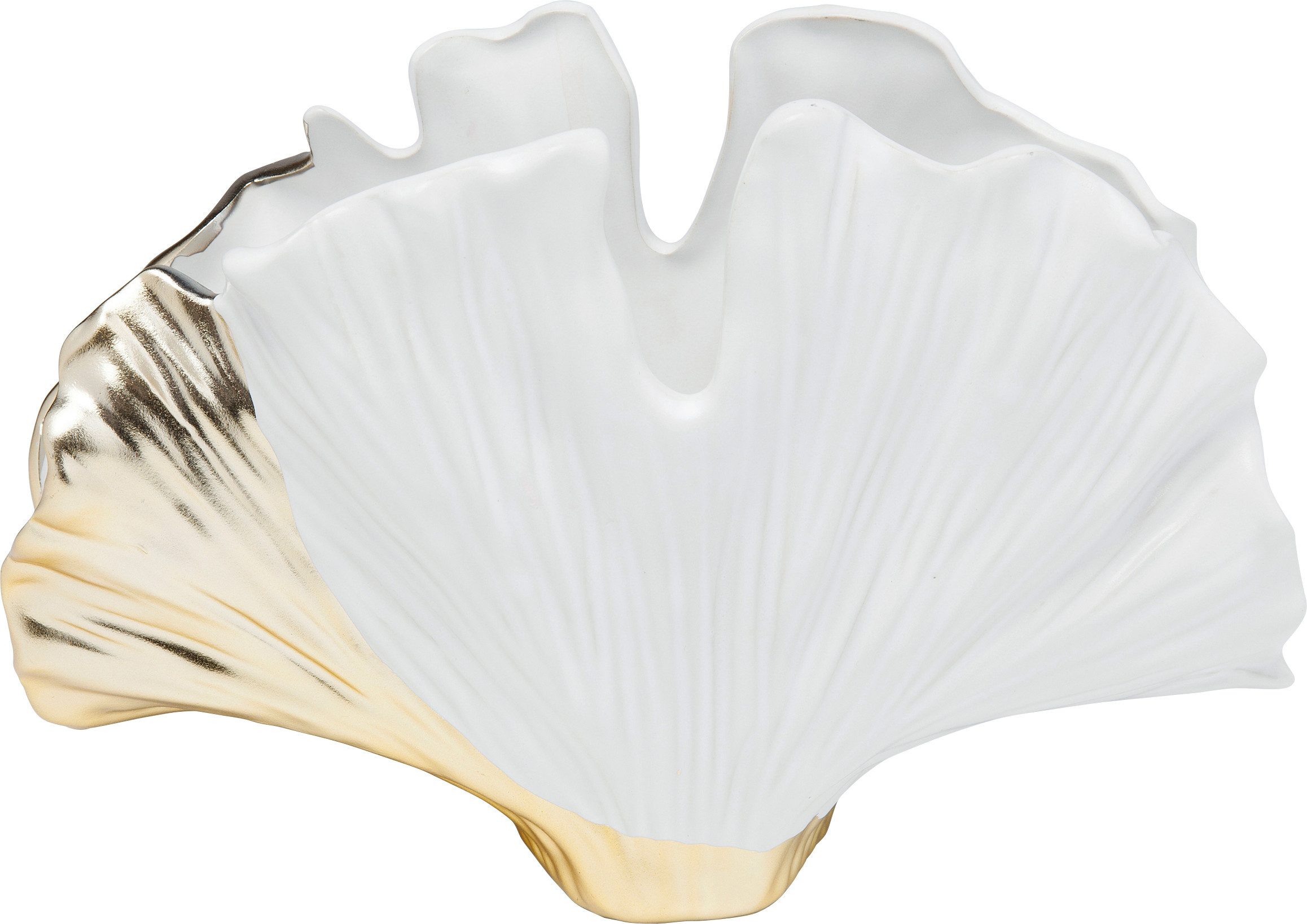 KARE Vase Ginkgo Elegance, Höhe 18 cm, Steinzeug, weiß, gold günstig online kaufen