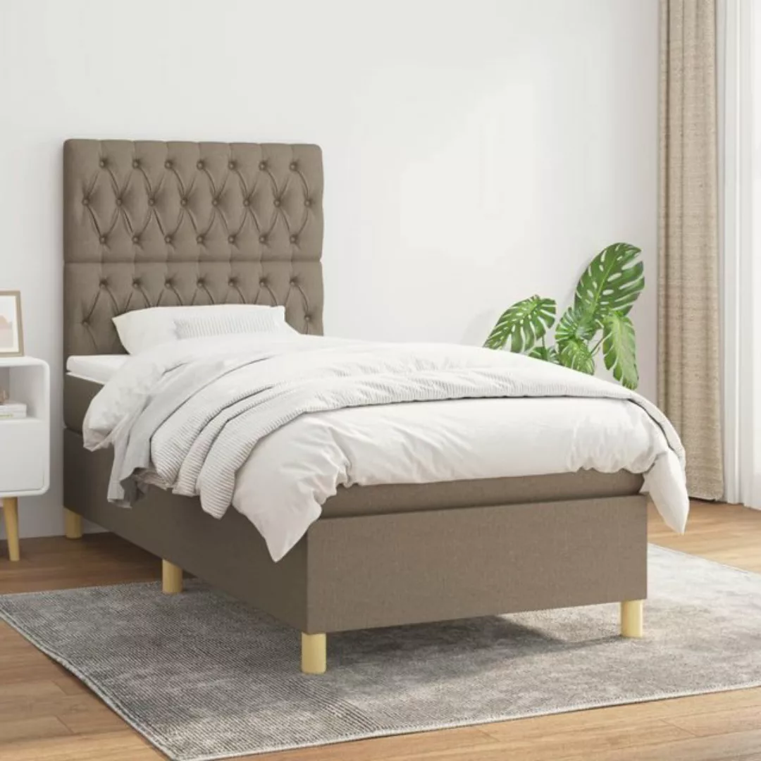 vidaXL Bettgestell Boxspringbett mit Matratze Taupe 90x200 cm Stoff Bett Be günstig online kaufen