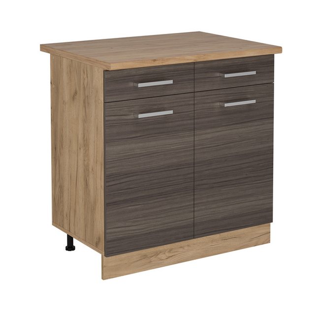 Vicco Unterschrank R-Line, Edelgrau/Goldkraft Eiche, 80 cm, AP Eiche günstig online kaufen