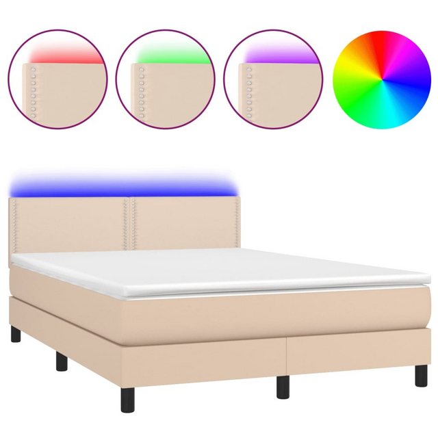 vidaXL Boxspringbett Bett Boxspringbett mit Matratze & LED Kunstleder (140 günstig online kaufen