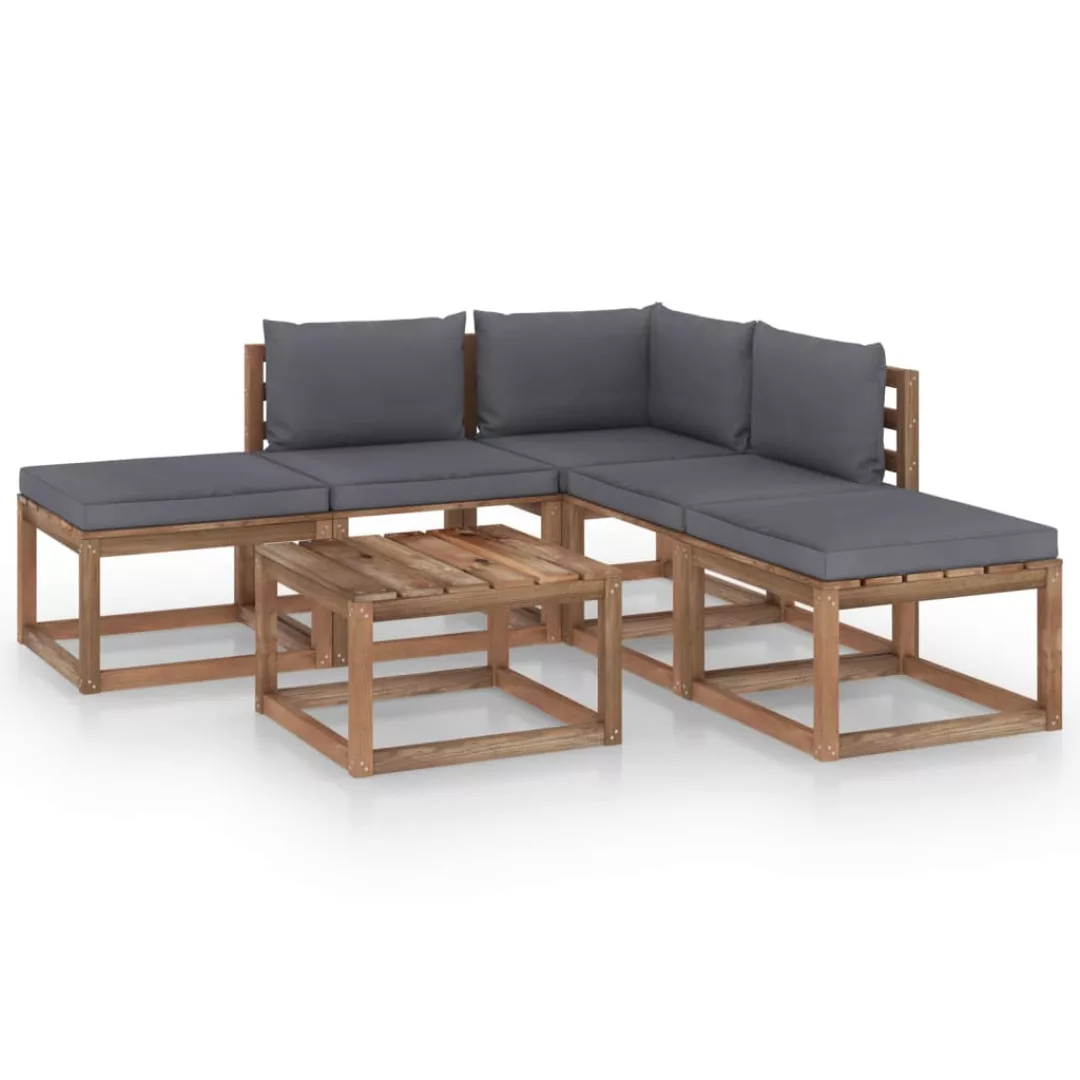 6-tlg. Garten-lounge-set Mit Anthrazit Kissen günstig online kaufen