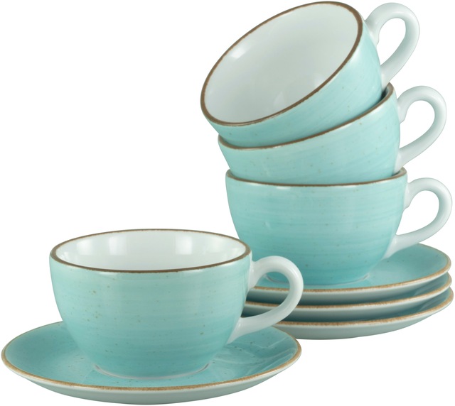 CreaTable Cappuccinotasse »Vintage Nature Aqua, Cappuccino-Set, 8-tlg.«, (S günstig online kaufen