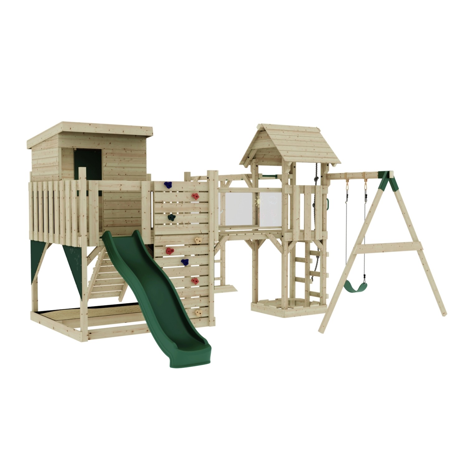 OutdoorToys Spielturm Lene mit Kinderschaukel Dunkelgrün günstig online kaufen