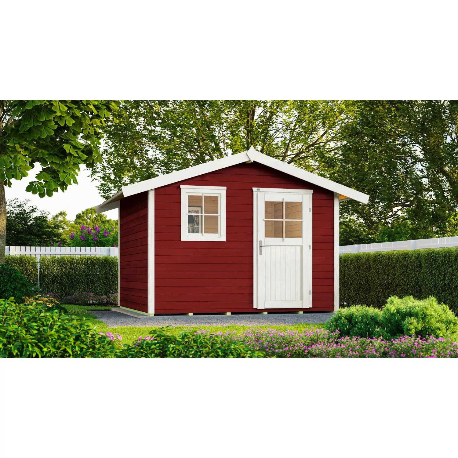 Gartenhaus 123 Gr.4 Satteldach Schwedenrot 28 mm günstig online kaufen