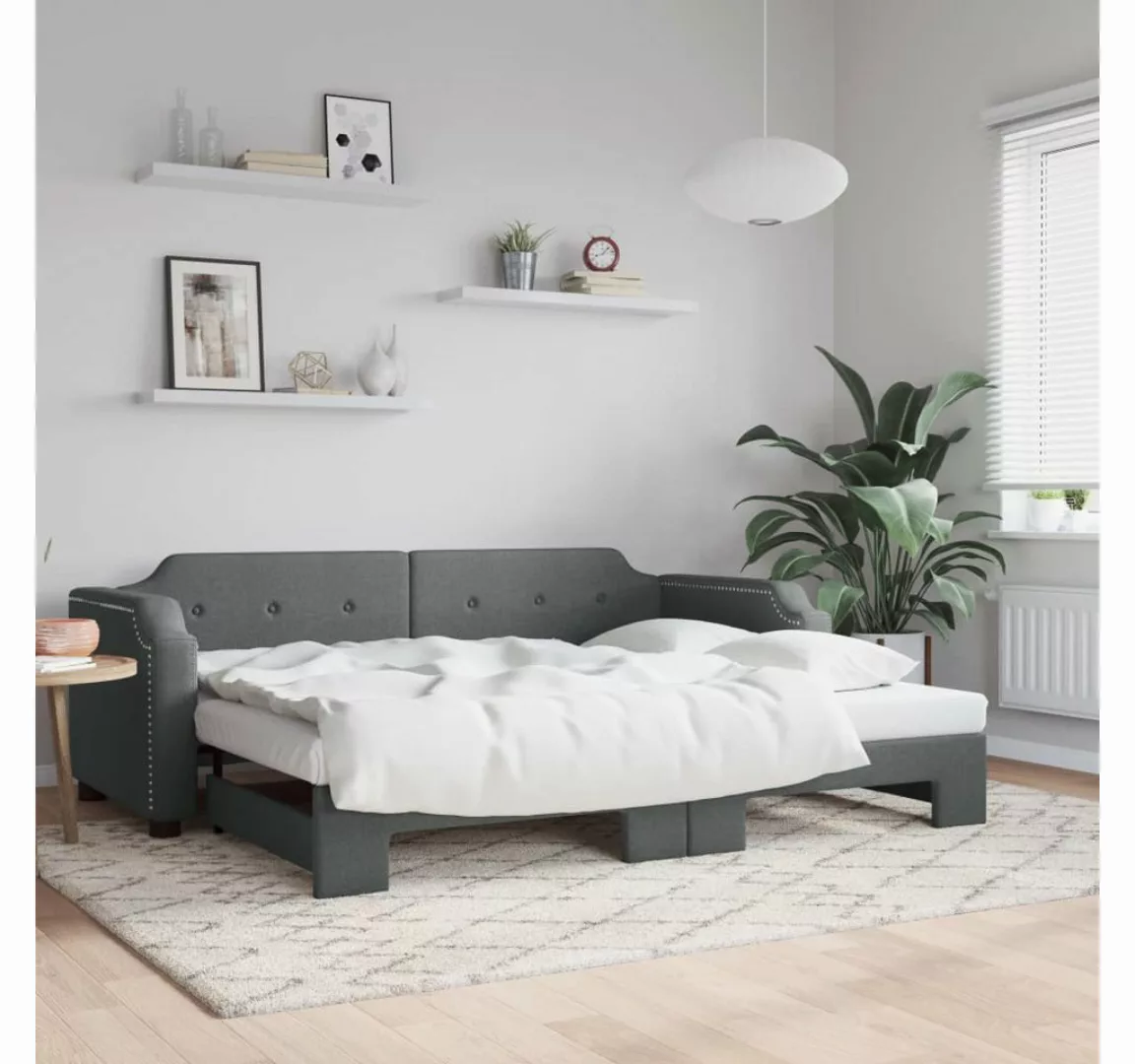 vidaXL Gästebett Gästebett Tagesbett Ausziehbar Dunkelgrau 90x190 cm Stoff günstig online kaufen