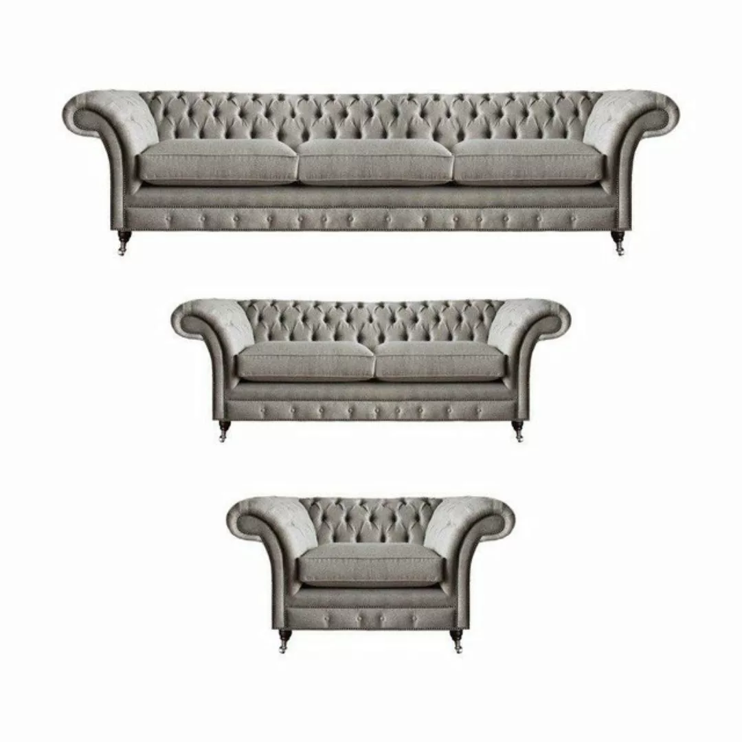 JVmoebel Chesterfield-Sofa Möbel Sitzmöbel Komplett Set 3tlg Sofas Sessel W günstig online kaufen