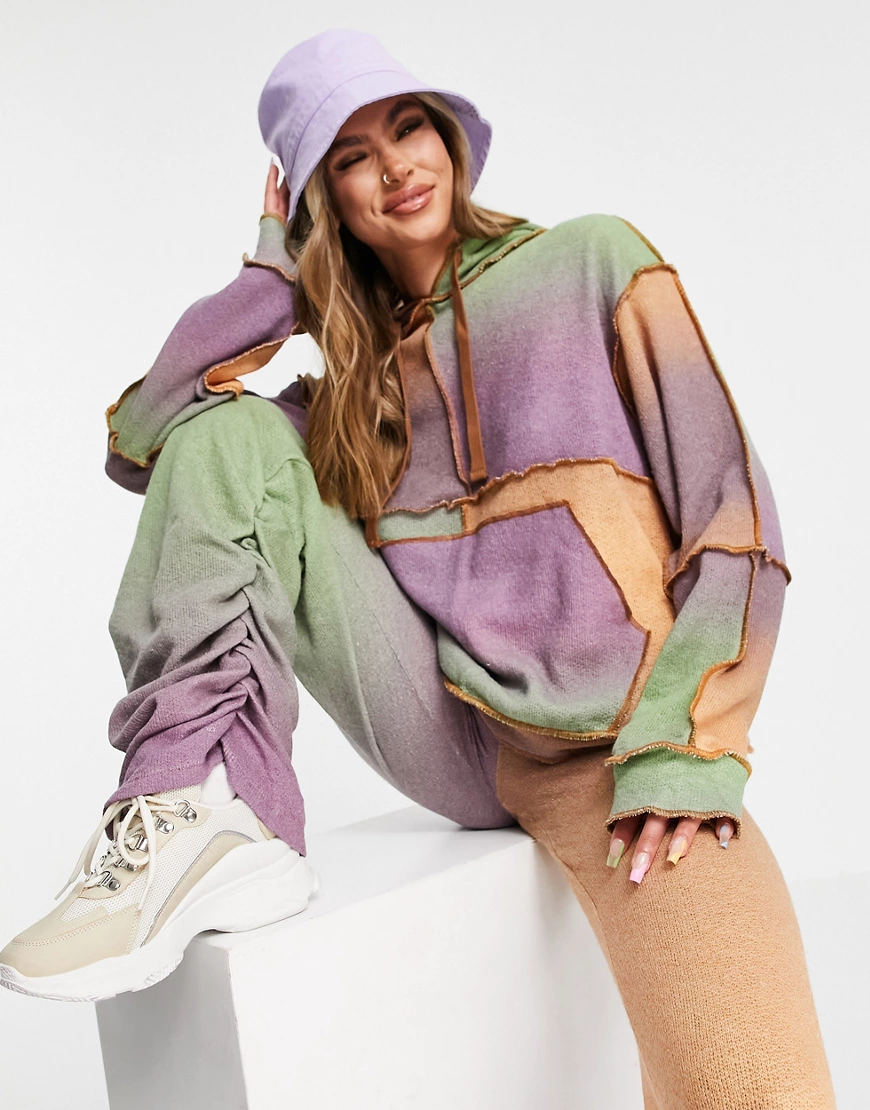 Jaded London – Oversize-Kapuzenpullover aus leichtem Strick mit Patchwork-D günstig online kaufen