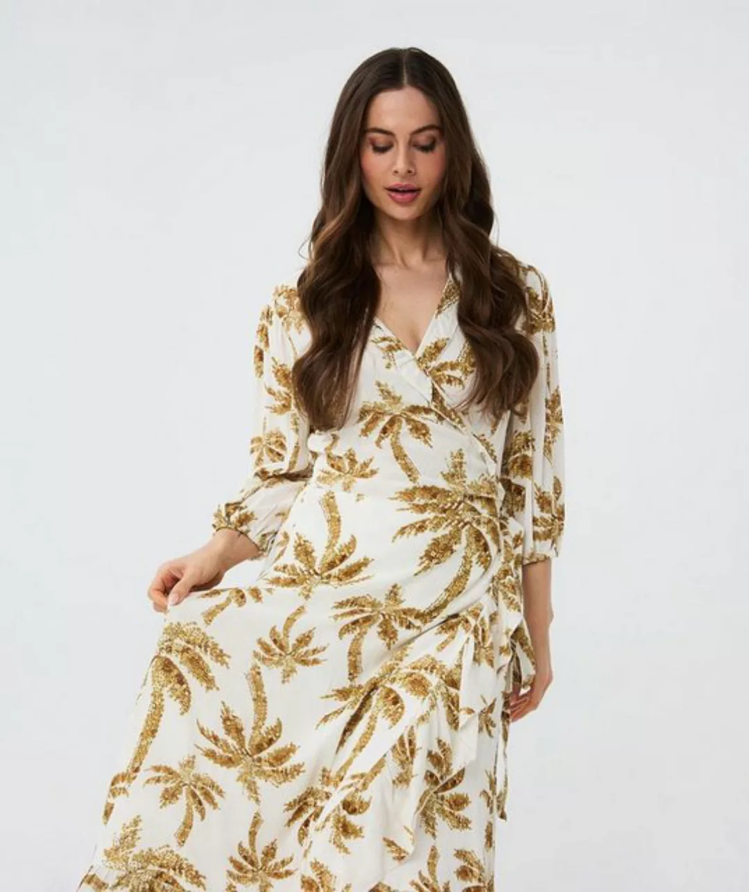 Esqualo Sommerkleid Esqualo Wickelkleid mit Palmenprint 42 günstig online kaufen