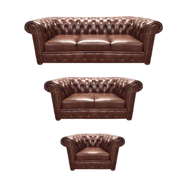 JVmoebel Chesterfield-Sofa Chestefield Sofa Set Couch Leder Designer Leder günstig online kaufen